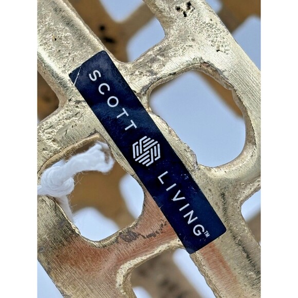 Scott Living Metal Decorative Globe Orb Gold Finish 6"Round Geo Cutouts Textured - Picture 7 of 11